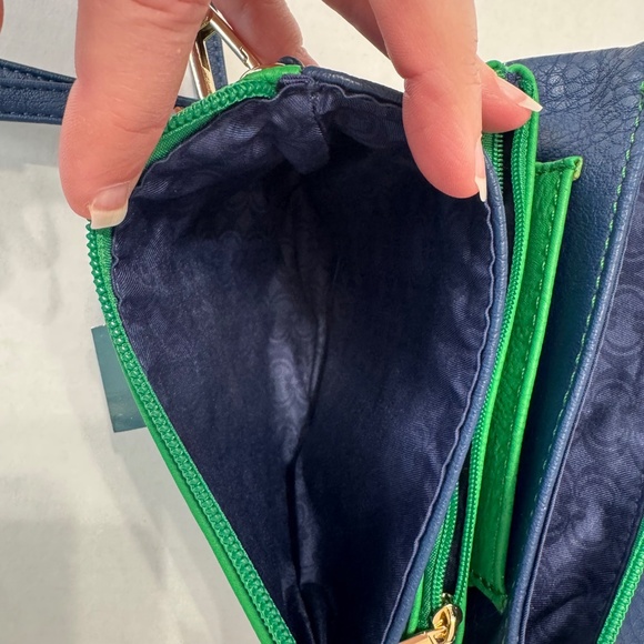 Charming Charlie Turn-Lock Crossbody / Wristlet Blue and Green Colorblock - Picture 4 of 13